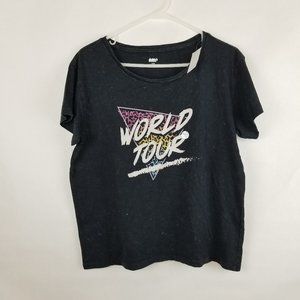 AMP Short Sleeve T-Shirt New with Tags Size M Black Acid Washed